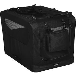Amazon Basics Folding Portable Soft Pet Dog Crate Carrier Kennel, 30 x 21 x 21 inches, Black