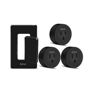Remote Control Outlet Plug Switch, Buckle Design & Removable Wireless Light Switch, 300 ft, 1500W On Off Power Switch for Household Appliances, No Wiring No WiFi, Programmable, Black(3 Pack)