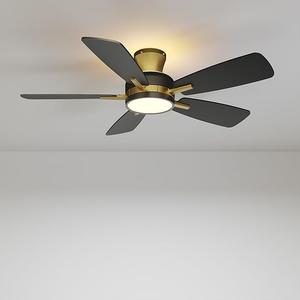 TALOYA Ceiling Fans with Lights and Remote, 52 inch Low Profile Ceiling Fan with Nightlight, Flush Mount, Reversible, 3CCT, Dimmable Black Modern Ceiling Fan for Bedroom, Living Room, Outdoor Patio