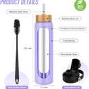 FULBEVY 32 oz Glass Water Bottles - 1 Liter Motivational Tumbler Water Bottle Time Marker - Borosilicate Glass Water Bottle With Silicone Sleeve and 2 Lids, Handle Spout & Bamboo Straw Lid