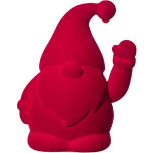 WDS WONDROUS Christmas Gnome Decorations Red, Flocked Gnomes Figurine Elf Waving Arm Christmas Table Decor for Home Office Shelf Tabletop Holiday Decoration (6.3") (set of 1)