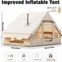 4-6 Person Inflatable Camping Tent, Panoramic PVC Skylight & Privacy Cover, 420D Oxford Waterproof UPF30+, PVC Air Beams, Mesh Ventilation, 5-Min Quick Setup Blow Up Tent for Family