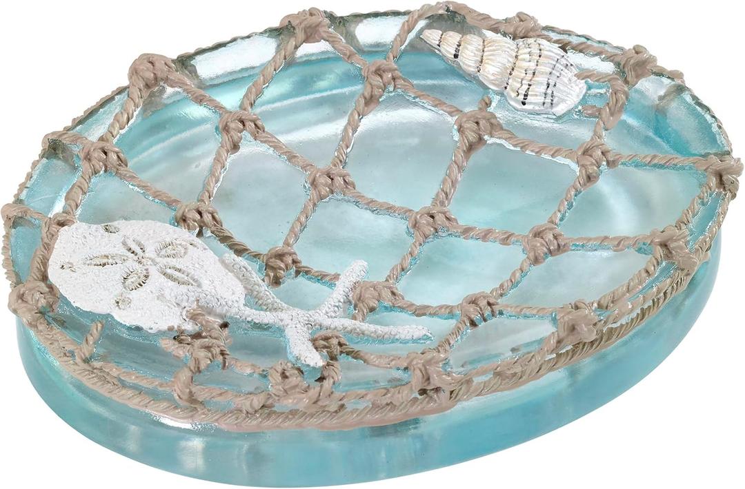 Avanti Linens - Soap Dish, Resin Countertop Soap Holder, Beach Inspired Bathroom Accessories (Seaglass Collection)