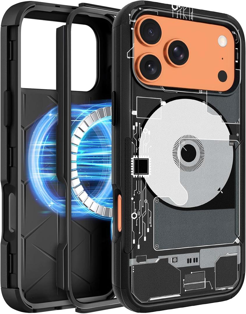 Heavy Duty for iPhone 17 Pro Case - Compatible with MagSafe Shockproof Protective Rugged Magnetic Men Military Grade Shock Drop Proof Durable Phone Cover Funda for Apple 17Pro Case, Tech