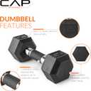 CAP Barbell Coated Hex Dumbbell Weight - Single | 10-120 lbs | Multiple Options
