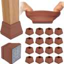16 PCS Square Chair Leg Floor Protector, Silicone Chair Leg Cover, Furniture Leg Protectors with Felt, Mobile Table Leg pad, Protect The Floor from Scratches.1 1/2 in Brown.