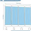4-Panel Medical Privacy Screen on Wheels, 79" x 71" Blue Medical Screen