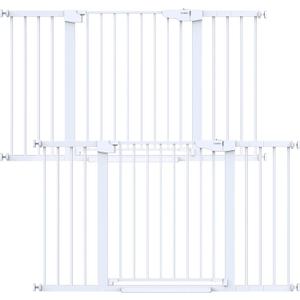 Cumbor 2 Pack 29.7-54.2" Baby Gate for Stairs, Mom's Choice Awards Winner-Auto Close Dog Gate for Doorways, Easy Install Pressure Mounted Pet Gate Indoor, Wide Safety Gate for Dog, White