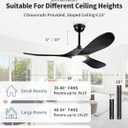 60 Inch Outdoor Ceiling Fans with Lights and Remote, 3 Blades Wood Black Propeller Rustic Ceiling Fans, Quiet Noiseless DC Motor for Farmhouse,Living Room,Bedroom,Indoor