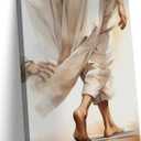 Jesus Canvas Wall Art Touching The Hem Of Jesus Christian Wall Decor Picture Bible Story Poster Print Religious Faith God Artwork for Bedroom Church Decoration, 16x24in