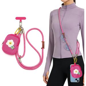 WOZEAH Cell Phone Lanyard Crossbody with Mini Pouch for Women,Detachable Phone Strap for Cellphone Case with Tether Tab