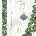 CQURE 6Pcs Eucalyptus Garland,Artificial Eucalyptus Leaves Table Greenery Garland Wreath Vines for Wedding Party Table Bedroom Wall Decor