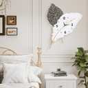 18x27 inch Large Modern Feather Leaf Shape Wall Clock for Living Room Decor, White Unique Silent Decorative Art Clock for Home Bedroom Office Dining Kitchen
