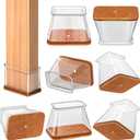 Chair Leg Floor Protectors Rectangle, Silicone Chair Leg Protectors for Hardwood Floors, Chair Leg Caps Covers Protect Wooden Floors from Scratching 20 Pcs Medium (Fit Perimeter 3-3/4'' to 4-7/8'')