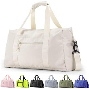 Travel Duffle Bag,Sport Gym Bag for Men And Women with Wet Pocket,Weekender Bag Carry On Tote Bags for Airplane (White)