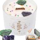 Taurus Virgo Capricorn Gifts for Women - 12oz Wood Wick Candles That Crackle with Crystals and Healing Stones. Healing Crystal Candles for Women Home Scented Soy Wax, for Zodiac Birthdate