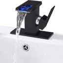 LOOPAN LED Light Bathroom Faucet - Black One Hole Single Handle Faucet for Bathroom Sink Mount Vanity for Commercial & Residential Use