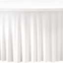 60 Inch White Round Tablecloth, Washable and Wrinkle-Free Circular Table Cover with Elastic Edge for 5FT Table, Reusable Table cloth for Wedding Banquet Party Birthday Buffet Family Reunion
