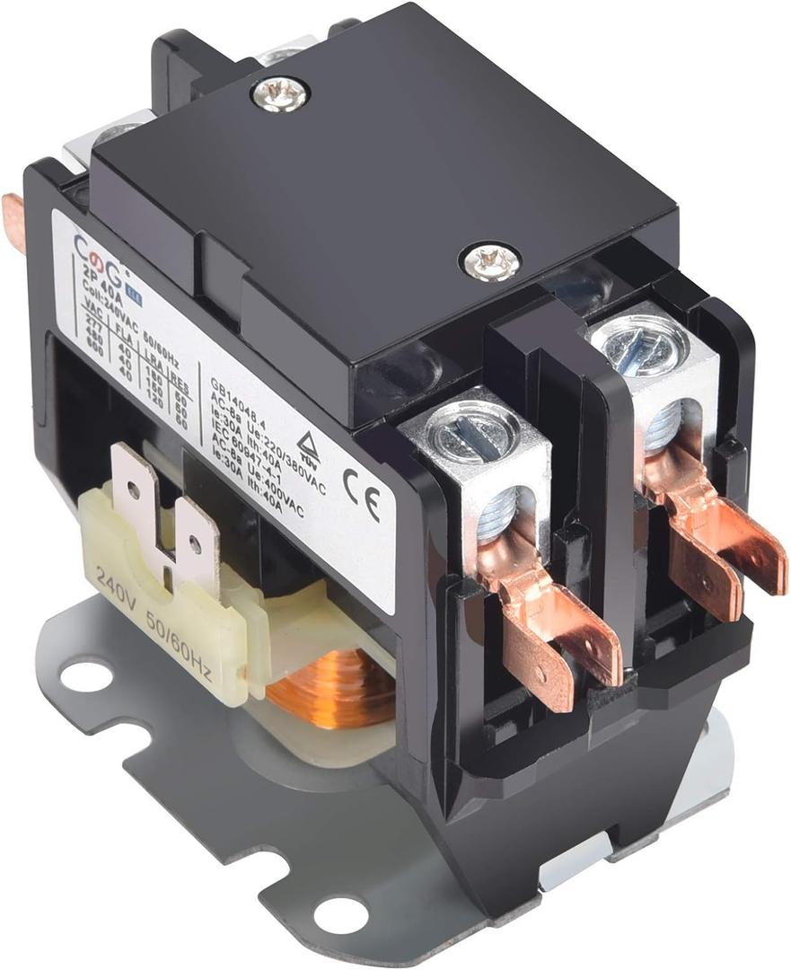 2 Pole Air Conditioner Contactor 40 Amp 240V Coil,Condenser Contactor Compressor Contactor