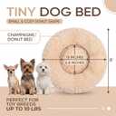 Tiny Dog Bed 15 Inch for Extra Small Dogs,Washable Puppy Bed,Soft Faux Fur Calming Donut Bed for Chihuahua Yorkie Maltese Pomeranian,Light Brown