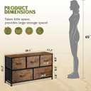 WLIVE Dresser for Bedroom with 5 Drawers, Wide Chest of Drawers, Fabric Dresser, Storage Organizer Unit with Fabric Bins for Closet, Living Room, Hallway, Rustic Brown Wood Grain Print, 11.81"d X 39.37"w X 21.65"h