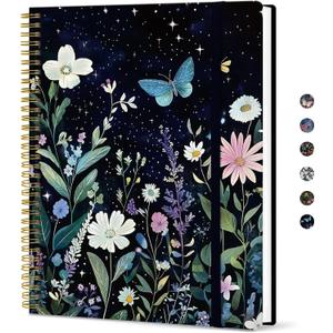 Taja Large Spiral Lined Journal for Women, 8.5" x 11" Notebooks for Work Collge Ruled, A4 Aesthetic Cute Journaling Notebooks for Writing, Plastic Cover, Celestial
