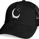 Baseball Caps Embroidered Adjustable Mesh Dad Hat Black Trucker Hats for Men and Women, One Size, Black