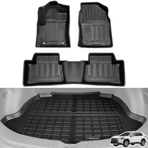 Floor Mats Fit for Toyota Corolla Cross 2026 2025 2024-2022 Rubber All Weather Protection Car Floor Mat 1st & 2nd Row and Cargo Liner (Fits Models Without JBL Subwoofer in Cargo Area)
