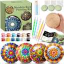 Catcrafter Mandala Rock Painting Kit - 5 Large Wooden Rocks for Painting with 6 Stencil Supplies - Mandala Dotting Tools Kit - Dotting Tools for Paint Rocks - Dot Art and Crafts for Adults Woman