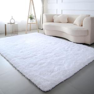 White Rug 5x8 for Living Room: White Fluffy Area Rugs for Bedroom-White Shag Area Rug,Indoor Ultra Soft Fluffy Plush Carpet for Living Room,Bedroom (5x8 Feet, White)