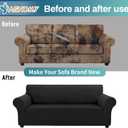 Asnomy Couch Covers for 3 Cushion Couch Sofa Pet Friendly, 3 Seater Sofa Cover Washable Slipcovers Protector Furniture Covers for Dogs Spandex Jacquard Fabric Small ChecksLargeBlack