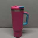 ENCOOL 40 oz Tumbler with Handle and Straw: Stainless Steel Insulated Tumbler Keeps Cold for 24 Hours, Leakproof Travel Cup Fits in Cup Holder and BPAFree,Light Crimson