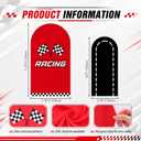 Tranqun 2 Sets Racing Car Arch Backdrop Covers 6/7.2ft | Red Black White Checkered Arch Cover, Happy Birthday Backdrop for Birthday Party Baby Shower, Photography Studio Props, 6 x 2.6FT and 7.3 x 4FT