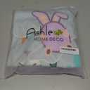 Ashler Easter Bunny Throw Pillow Covers, Rabbit and Letters Pillow Covers with 3D Rabbit Ears, Soft Velvet Easter Decorative Pillowcase for Bedroom, Living Room, Set of 2, Purple, 18 x 18 Inch