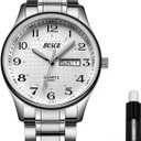 BOSCK Men's Watch, 40 mm Analogue Waterproof Business Stainless Steel Wrist Watches with Date and Day Easy to Read Anti-Scratch Fashion Watch for Men