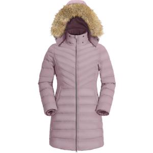 Pioneer Camp Women's Winter Coats Warm Thicken Long Puffer Jacket Waterproof Quilted Parka with Removable Faux Fur Hood (Large, Pink Haze)