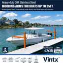 2 Pack Dock Mooring Arms for Boats Up to 35FT – 3mm Steel Fender Arms with 1300mm Reach, Corrosion-Resistant Orange Finish for Lakes, Marinas & River Docks, 52"