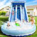 iLink-outer Grade Water Slide Inflatable with Pool for Kids Double Slide with Pool & Blower Water Tube for Kids,Oxford, Wet Dry Use, Party Gift-(Bule)