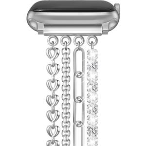 Newlibery Chain Bracelet Band Women Compatible with Apple Watch 42mm(S1/2/3) 44mm 45mm 46mm 49mm Adjustable Fashion Slim Jewelry Strap for iWatch Series 11/10/9/8/7/6/5/4/SE 3/2/1/Ultra1 2 3 Silver B