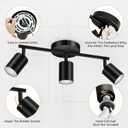 BoostArea LED 3 Light Track Lighting Kit, Black 3 Way Ceiling Spot Lighting, Flexibly Rotatable Light Head for Kitchen, Living Room, Bedroom, GU10 Bulb Not Included