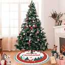 Christmas Tree Skirt 47.2 Inch Blue Green Round Santa and Pine Forest Pattern Merry Christmas Design Holiday Decoration for Xmas Tree Skirt Home Living Room Decor (Colorful889)