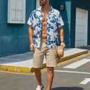 Hardaddy Men's Hawaiian Shirt Short Sleeve Tropical Button Down Shirts Floral Leaf Summer Beach Tops Holiday Wear (XXL)