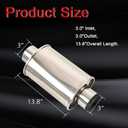 3'' Inch Ultra Quiet Resonator,3" Inlet 3" Outlet Exhaust Resonator,13.8" Overall Length Performance Muffler Resonator T304 Stainless Steel Universal Fitment