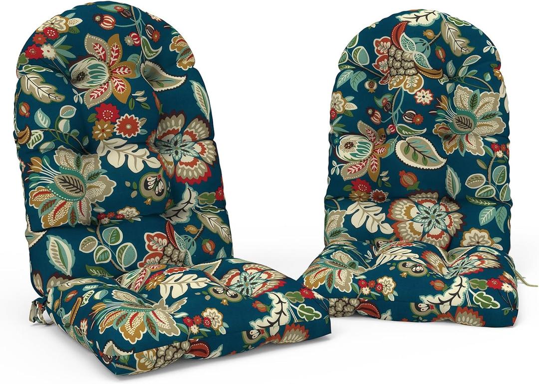 Indoor/Outdoor Adirondack Chair Cushions 44 x 19 x 4 Inch, Tufted Outdoor Rocking Chair Cushion, Anti-Slip High Back Patio Chair Cushions, Set of 2, Peacock Blue
