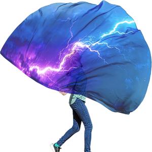 Wuchieal Porphetic Praise Dance Worship Flex Flag, radius 74" semicircle Lightning Dance Ministry Streamer (Lightning#BLUE-PURPLE)