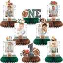 First Year Down Birthday Party Decorations, Football Birthday Party Decorations Honeycomb Centerpieces for Table, Football Photo Table Party Supplies for First Birthday Decorations for Boys (Green)