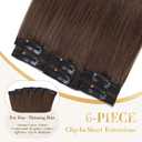 Clip in Short Hair Extensions Real Human Hair,Prokyvity Short Hair Extensions Clip ins,Mini Hairpieces for Volume & Highlights,Seamless & Invisible Design,6 Pieces 31g 10 inch Dark Brown