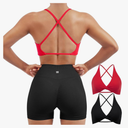 SUUKSESS Women 2 Piece Open Back Strappy Sports Bra Pack Twist V Neck Workout Crops M