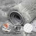 Puremy Shag Area Rug 5x7 Feet Extra Soft Rugs for Living Room, High Pile Indoor Carpet for Bedroom, Kids Room, Nursery, Home Decor, Geometric, Light Grey/White