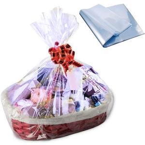 HappyBeeYo 100PCS Shrink Wrap Bags for Gift Baskets,24x32 inches 2 Mil Thick PVC Heat Shrink Bags Large Cellophane Wrap for Packaging,Gift Wrapping